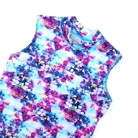 Athleta Tops - Athleta Multicolored Floral Striped Tank Top